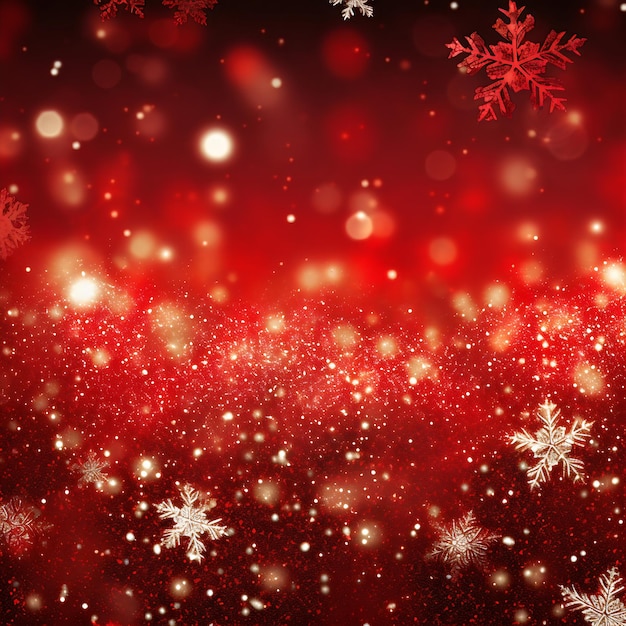 Merry Christmas Background with Stars Bokeh and snowflakes created with Generative AI