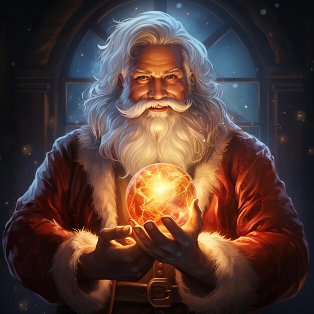 Merry christmas ball santa claus glowing photography image Ai generated art