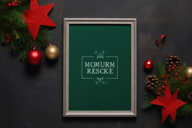 Merry Christmas banner met decoraties achtergrond generatieve AI