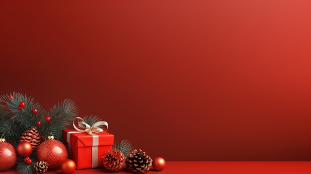 Merry Christmas banner with blank space for text red background