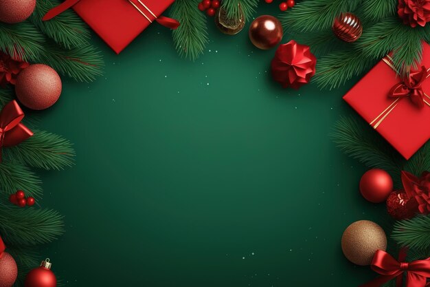 Merry Christmas banner with blank space for text top view