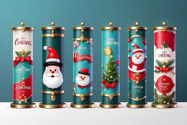 Merry Christmas banner with product display cylindrical shape