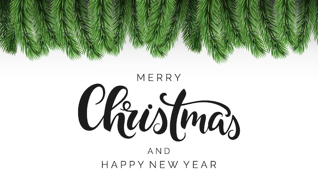 Merry Christmas brush calligraphy Handwritten Christmas typography
