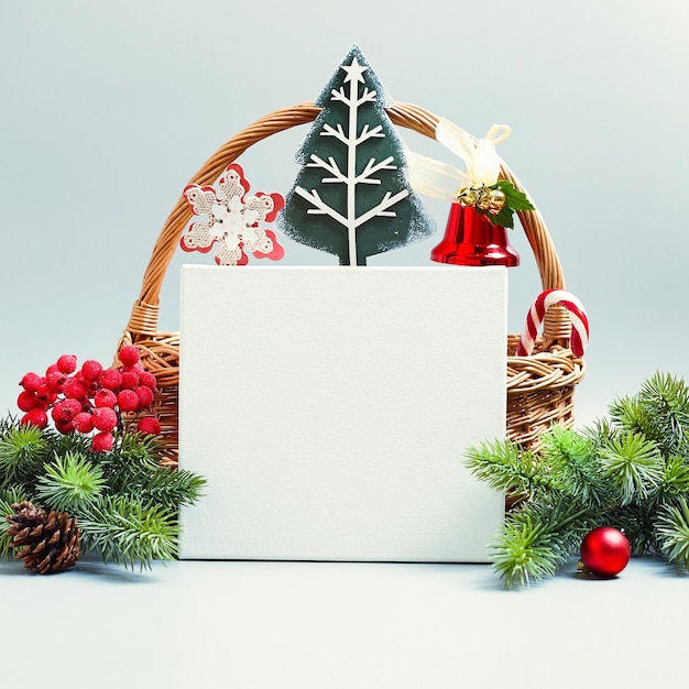 Photo merry christmas card. christmas background with xmas tree and sparkle bokeh lights