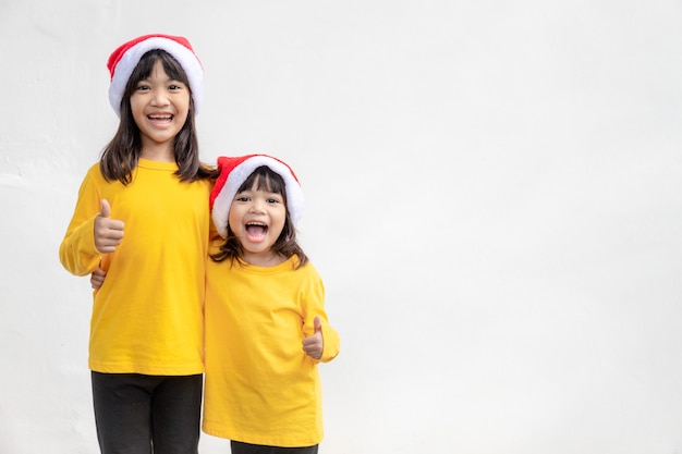 Merry christmas. children cheerful celebrate christmas. siblings are ready to celebrate christmas or meet new year.