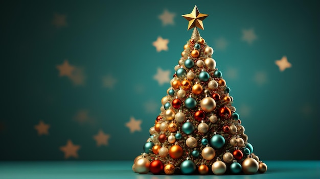 Merry Christmas and Christmas tree on color