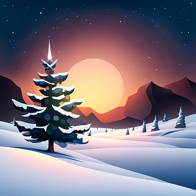 Merry Christmas concept design with Santa Claus tree leaves reindeer ai generated