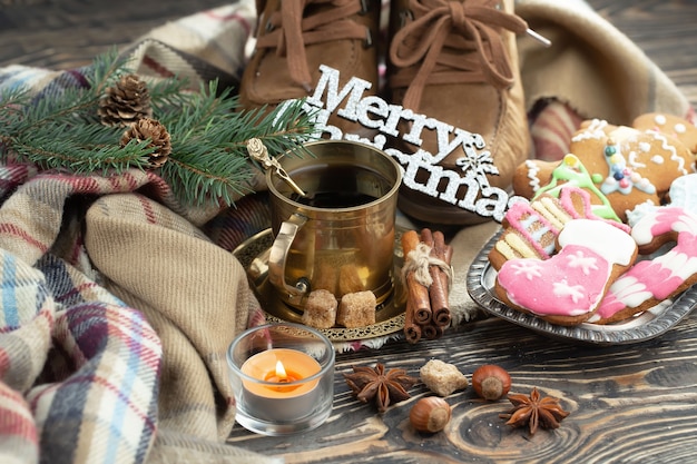 Merry Christmas concept met geschenken en kerstversiering