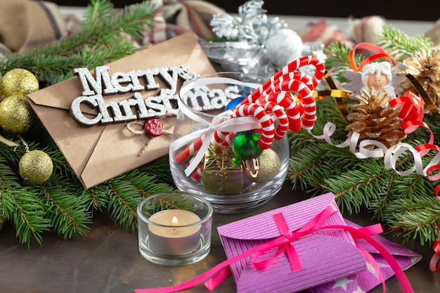 Merry Christmas concept met geschenken en kerstversiering