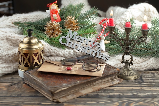 Merry Christmas concept with gifts and Christmas decorations