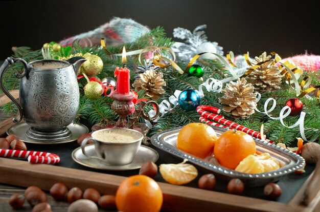 Merry Christmas concept with gifts and Christmas decorations