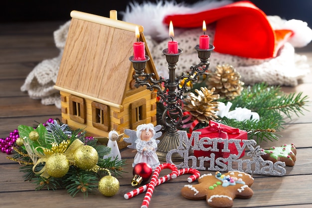 Merry Christmas concept with gifts and Christmas decorations