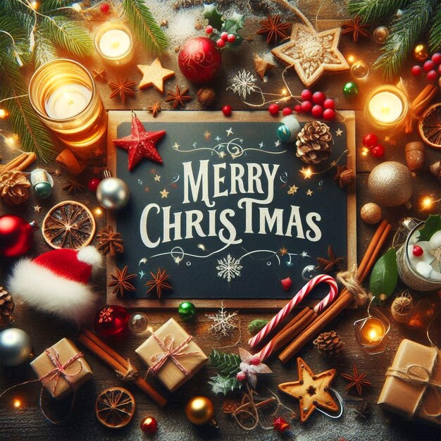 Merry Christmas Day Background Social Media Post Christmas Tree Santa Claus Celebrate Christmas Day