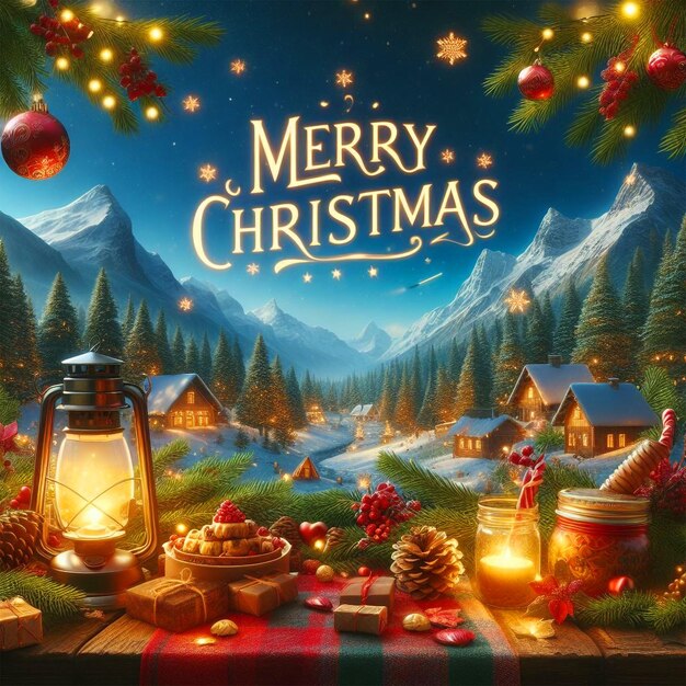 Merry Christmas Day Background Social Media Post Christmas Tree Santa Claus Celebrate Christmas Day