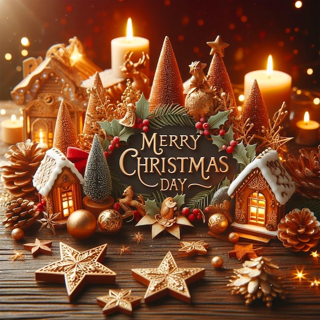 Merry Christmas Day Background Social Media Post Christmas Tree Santa Claus Celebrate Christmas Day