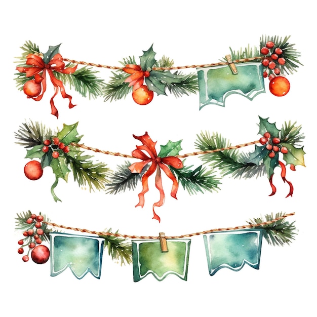 Photo merry christmas decoration watercolor