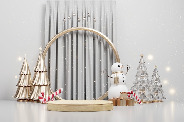 Merry Christmas evenement product display podium met decoratie achtergrond 3D-rendering