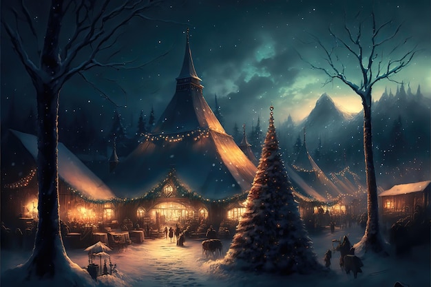メリークリスマスフェスティバルの夜の環境の背景画像