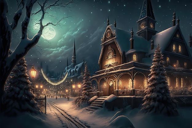 メリークリスマスフェスティバルの夜の環境の背景画像
