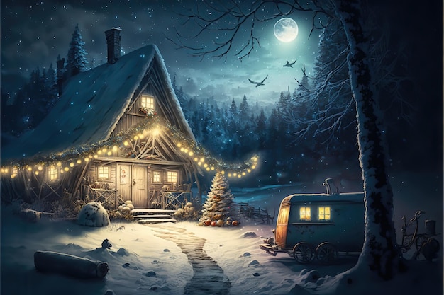 Merry Christmas Festival Night Environment Background Image