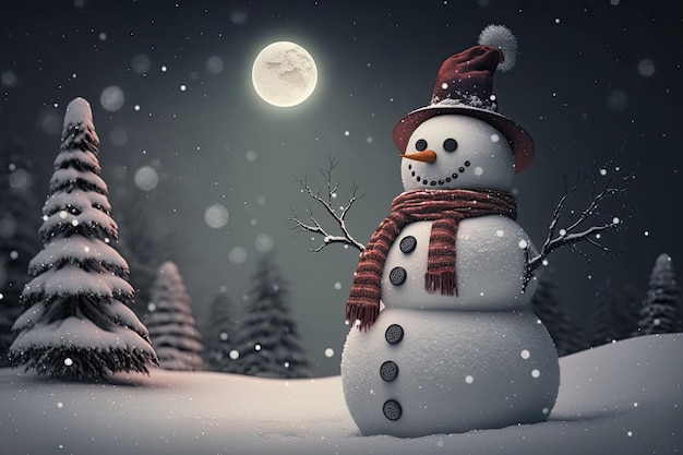 Merry Christmas festival with a snowman