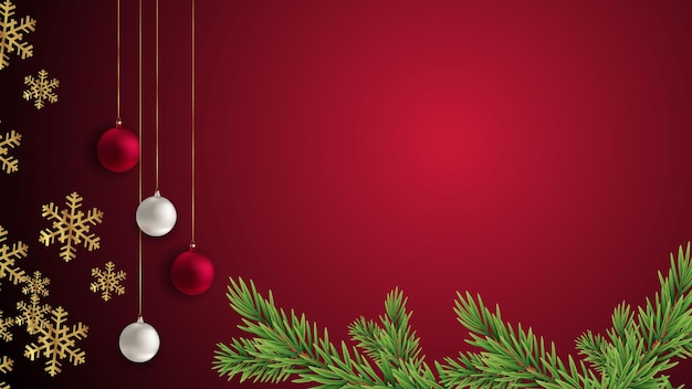 Merry Christmas on free space red gradient background