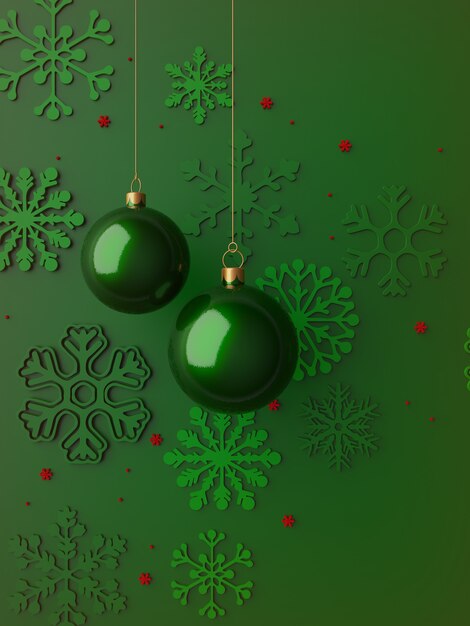 Photo merry christmas green card 3d gold xmas decoration