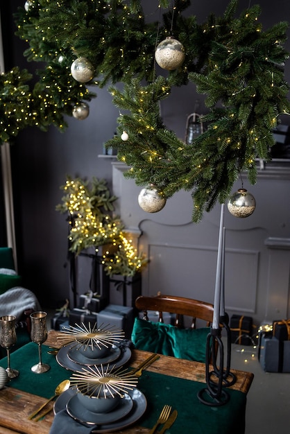 Merry Christmas and Happy Holidays! A beautiful living room decorated for Christmas.