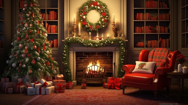 Merry Christmas and Happy Holidays A beautiful living room decorated for Christmas