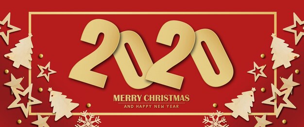 Merry christmas and happy new year 2020 background with copyspace