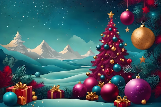 Merry christmas and happy new year background ai generated