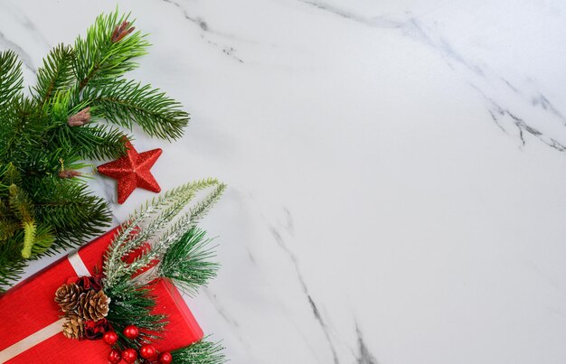 Merry Christmas and Happy New Year background. Winter season holiday decoration with gift and present.