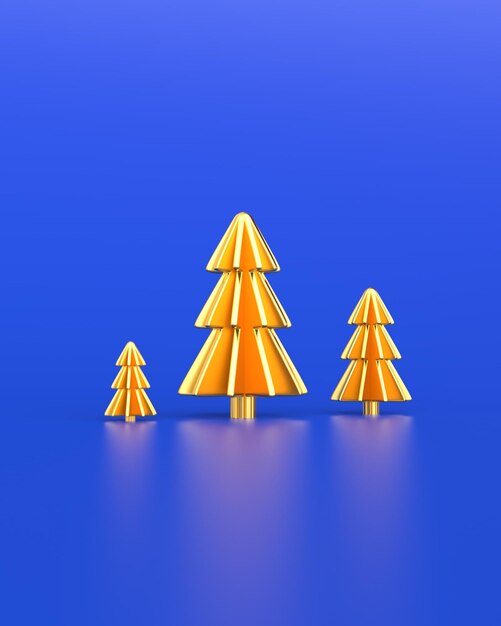 Merry christmas and happy new year background with gold trees