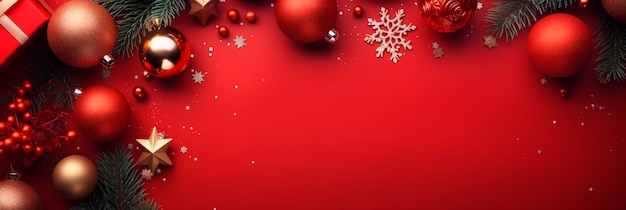 Photo merry christmas and happy new year bright festive christmas background red background