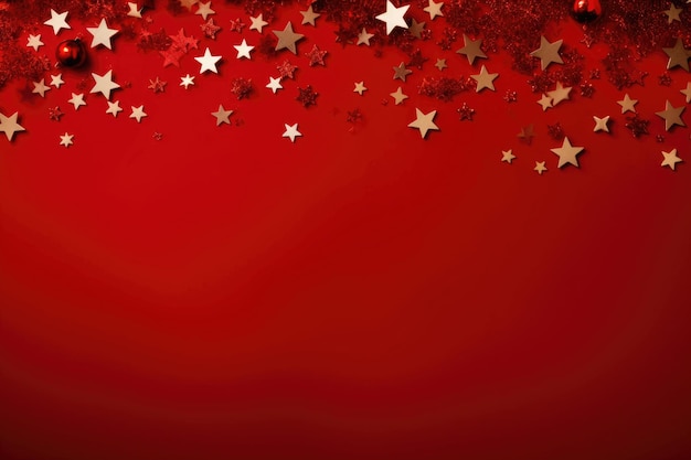 Merry Christmas and Happy New Year card on a red background