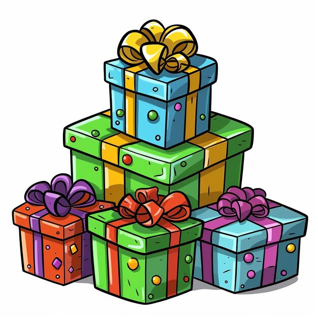 Photo merry christmas and happy new year design realistic pile gifts boxes ai generated