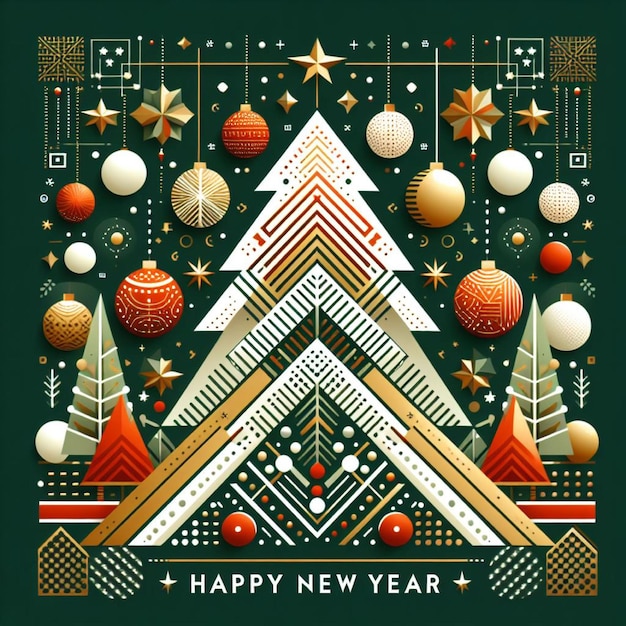 Merry Christmas and Happy New Year greeting card poster