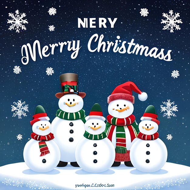 Photo merry christmas and happy new year greeting card with copyspace snow background