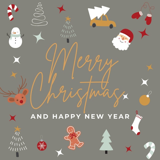 Merry Christmas And Happy New Year greeting card