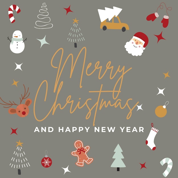 Photo merry christmas and happy new year greeting card