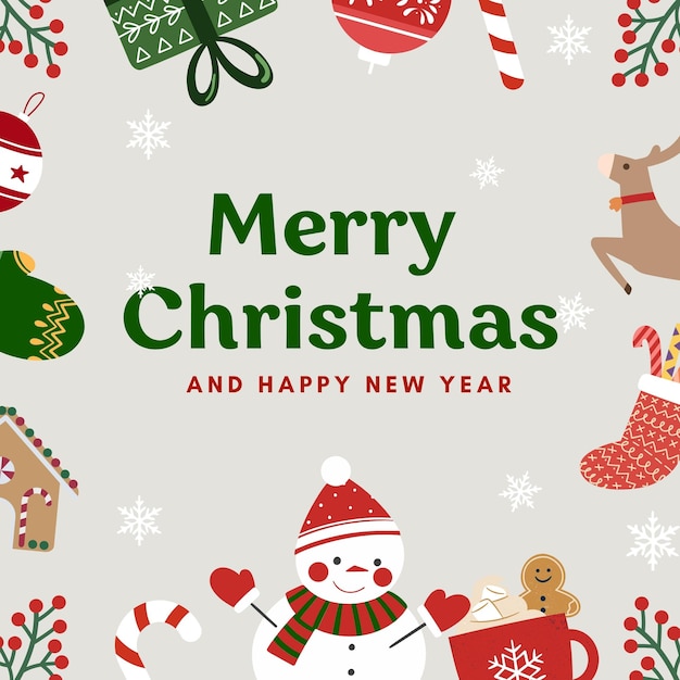 Photo merry christmas and happy new year greeting card