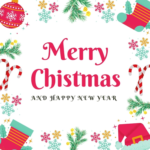 Merry Christmas And Happy New Year greeting card