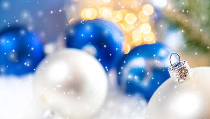 Photo メリークリスマスと新年あけましておめでとうございます、休日のグリーティングカードの背景。