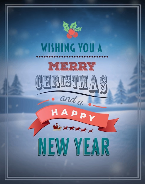 merry christmas and happy new year vector