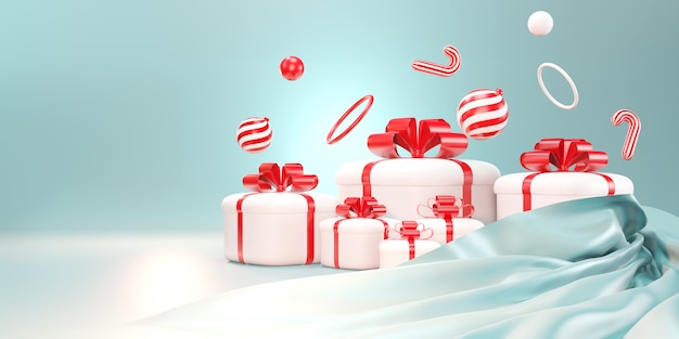 Merry christmas and Happy New Year. Xmas background, gifts boxes, banner, greeting card