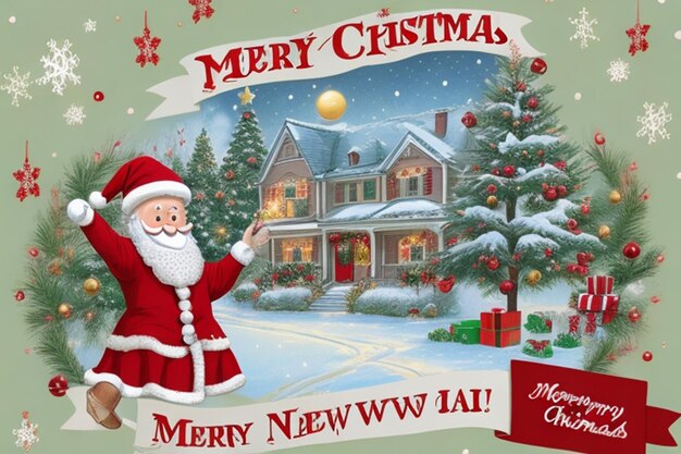 merry Christmas and happy new years card image design new