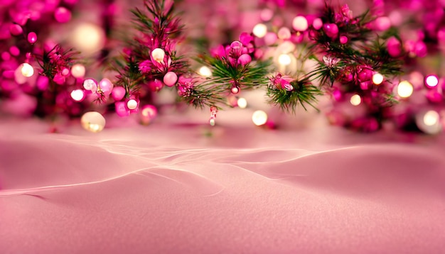 Merry Christmas HD Pink Wallpaper Beautiful artwork seasonal illustration and copy space background