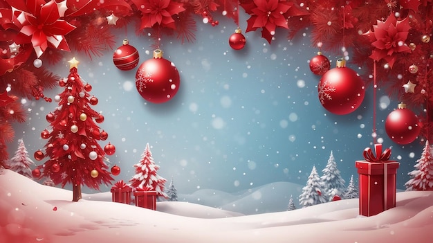 メリー クリスマスの HD 赤い壁紙美しいアートワーク季節のイラストとコピー スペースの背景