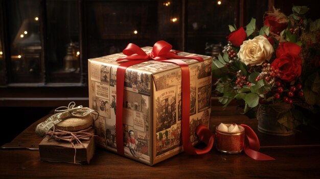 Photo merry christmas holiday gift giving box image ai generative