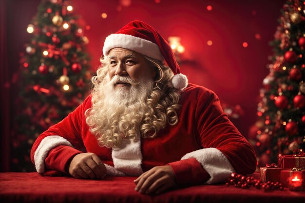 Merry Christmas holiday with santa and gifts ai generative